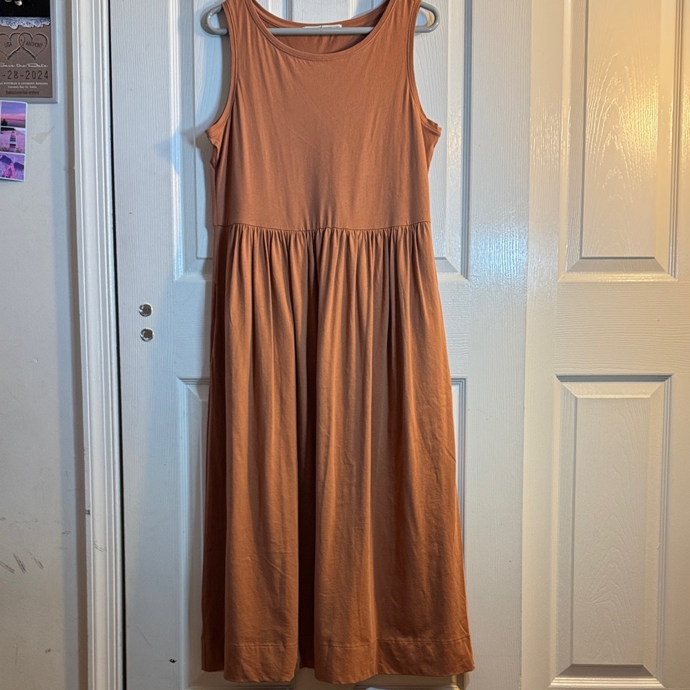 Peruvian Connection Sleeveless Brownish Orange Pima Cotton Maxi Dress Sz Medium